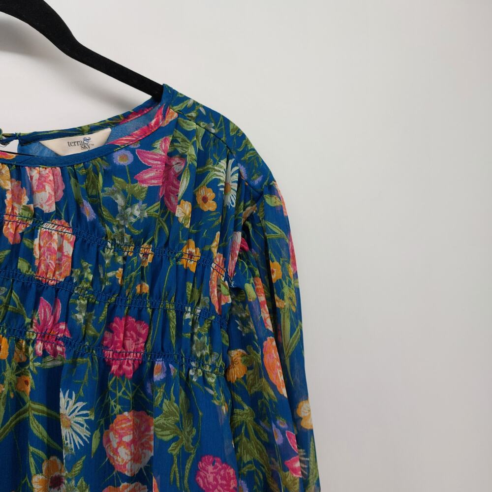 Terra & Sky Womens Floral Blouse 1X Spring Polyester Easter - Picture 10 of 14